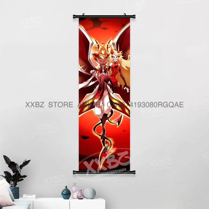 Simple Black Comedy Hazbin Hotel Home Decoration Hanging Painting Cartoon Wall Artwork Scrolls Picture Room Canvas Print Posters