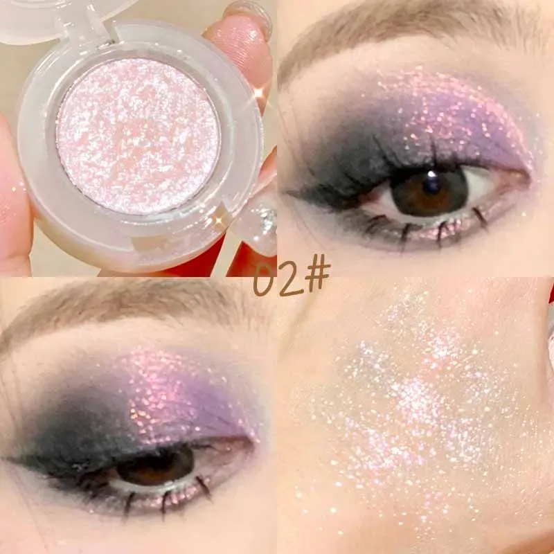 Sombra de olhos monocromática de alto brilho, à prova d'água, pêssego, rosa, longa duração, sedosa, fácil de colorir, diamante brilhante, cosméticos, 1 peça