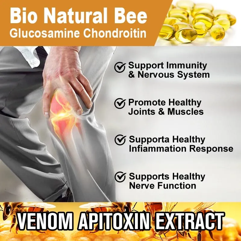 Suplemento Bio Natural de Abelha com Apitoxina e Glucosamina Suporta Função Nervosa Flexibilidade Alivia Rigidez Confiança