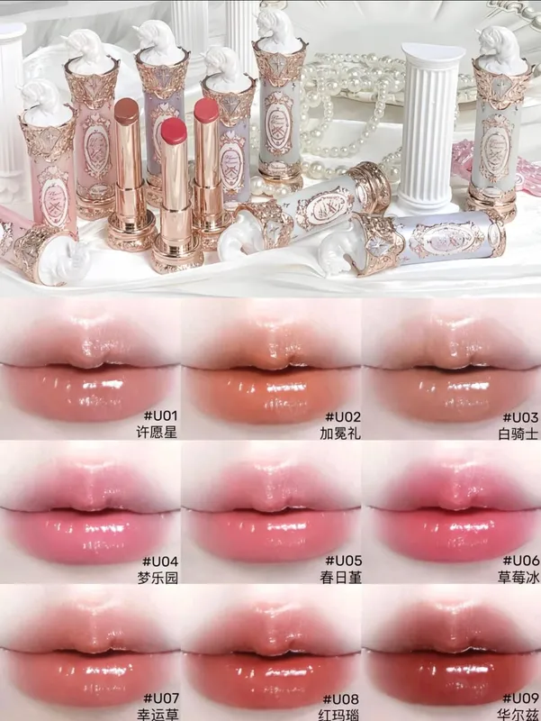 Flower Knows Knight Unicorn Water Light Jelly Finish Lip Gloss Hydrating Solid Lips Lasting Makeup