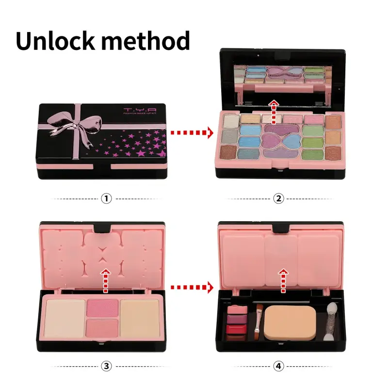 Kit de maquiagem conjunto completo caixa para menina multi-funcional 28 cores rosto pó sombra lábios compõem escova iluminador bronzer paleta