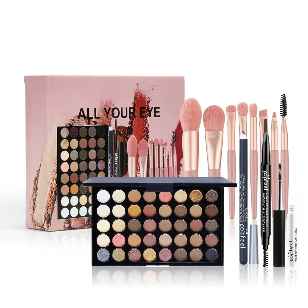 Kit Kosmetik Serbuk Palet Kalis Air Matte Glitter Eyeliner Pensil Kening Pen Maskara Berus Solek Kosmetik Mata — image 6
