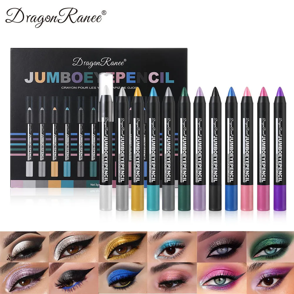 12Pcs Highlighter Eyeshadow Pencil Set Waterproof Glitter Eye Shadow Lying Silkworm Makeup Pigment Cosmetics White Eyeliner Pen