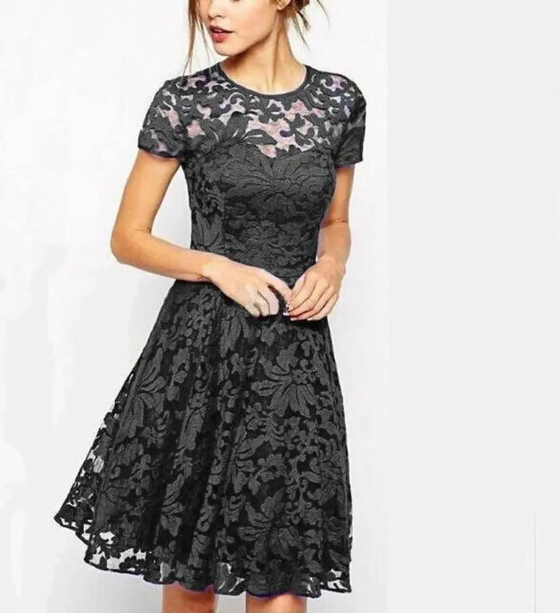 Vestido de chiffon com manga comprida e decote em V personalizável