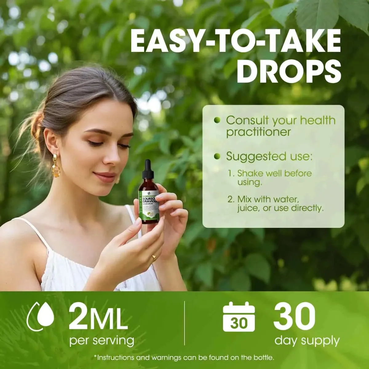 Gotas líquidas de graviola de graviola orgânica para suporte celular antioxidante natural e regeneração, reforço imunológico rico em multivitamínico