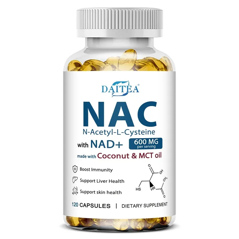 Suplemento N-Acetil Cisteína NAC com NAD + Suporte Antioxidante Suporte Saúde do Fígado Saúde da Pele Saúde Sem Glúten 120 Cápsulas — image 9