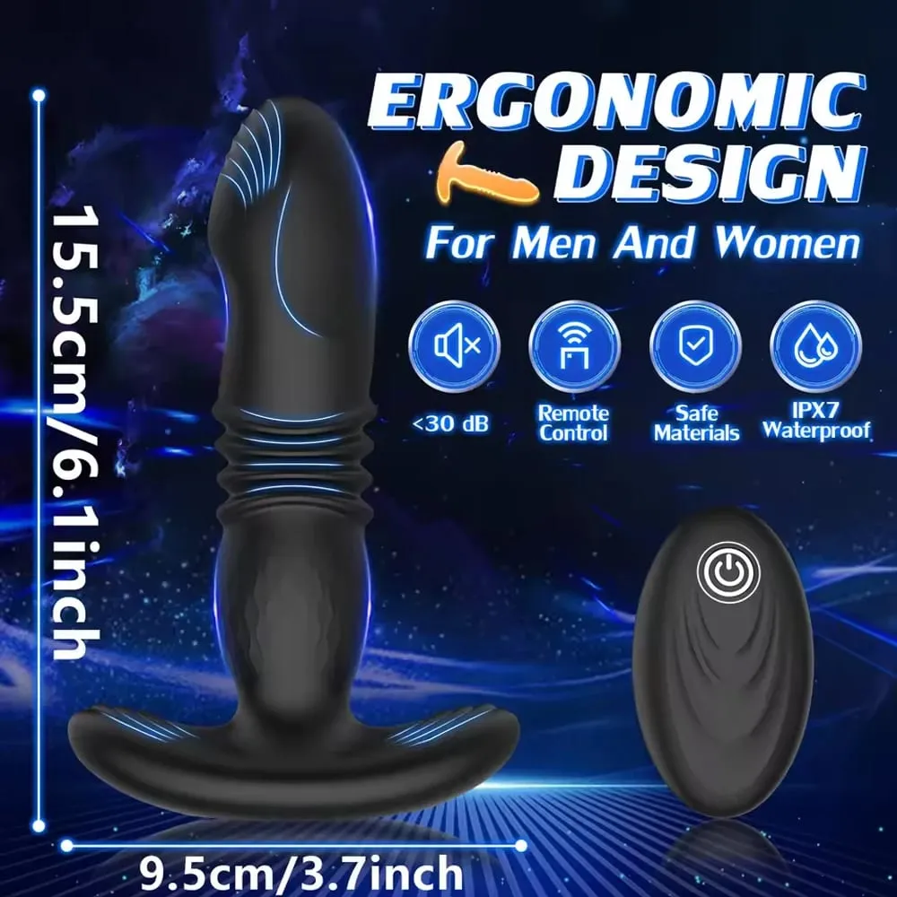 Plugue anal com controle remoto, vibrador telescópico, plugue anal, estimulador de masturbação, penetração vaginal, vibração anal, homens e mulheres