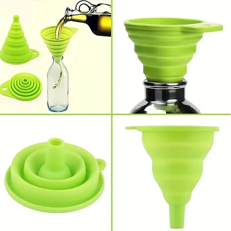 Funil dobrável de silicone multifuncional portátil mini cozinha retrátil vazamento óleo doméstico dispensador líquido utensílios cozinha