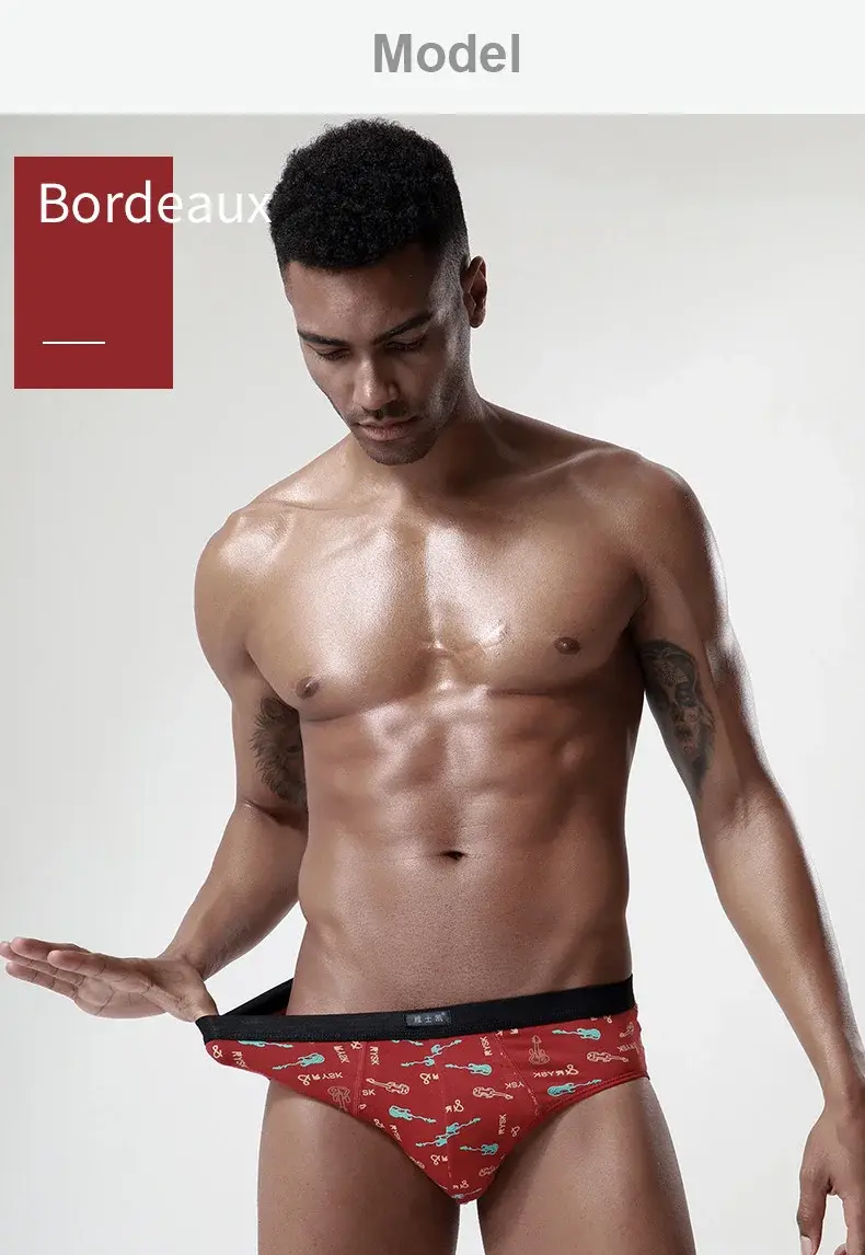 Cueca masculina de algodão plus size, cueca sexy, respirável, biquíni, estampa gay, calcinha masculina