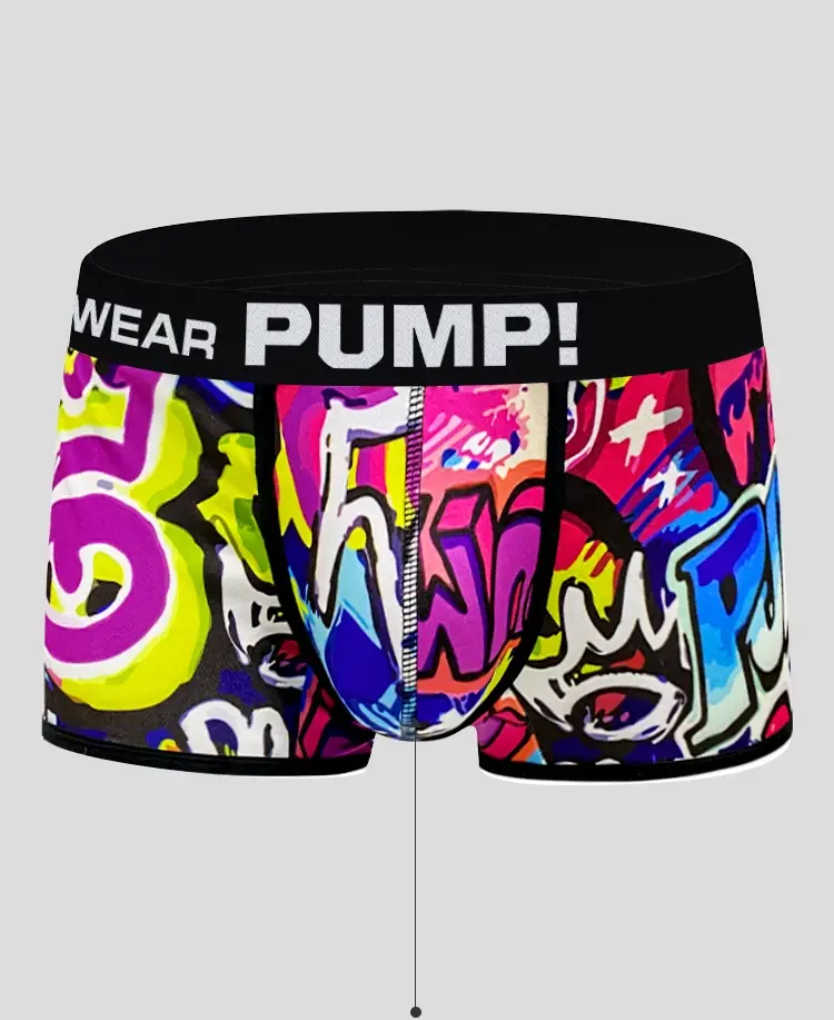 1 pçs masculino algodão mistura de náilon boxer briefs all-over graffiti impressão ampla cintura elástica não-apertado moda esporte roupa interior