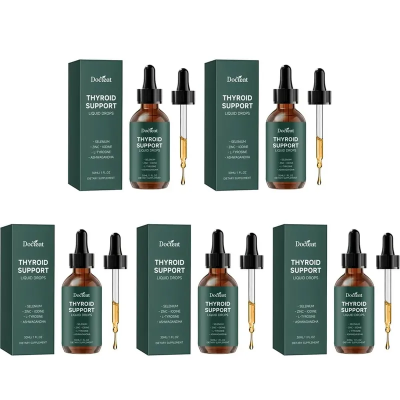 Gotas líquidas de suporte para tireoide com selênio, zinco, iodo, L-tirosina e Ashwagandha para a saúde da tireoide e suporte diário vegano 30ml