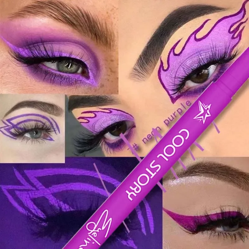 12 cores uv fluorescente delineador gel caneta à prova dwaterproof água secagem rápida neon colorido delineador branco azul roxo música festa maquiagem dos olhos