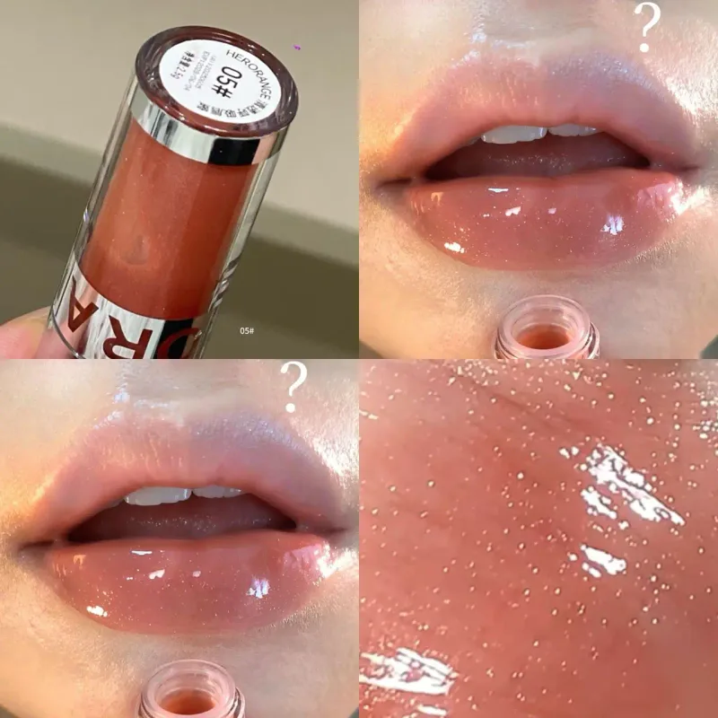 Herorange brilho labial transparente e respirável, brilho labial hidratante, brilho labial de longa duração, cosméticos transfronteiriços diários para jovens