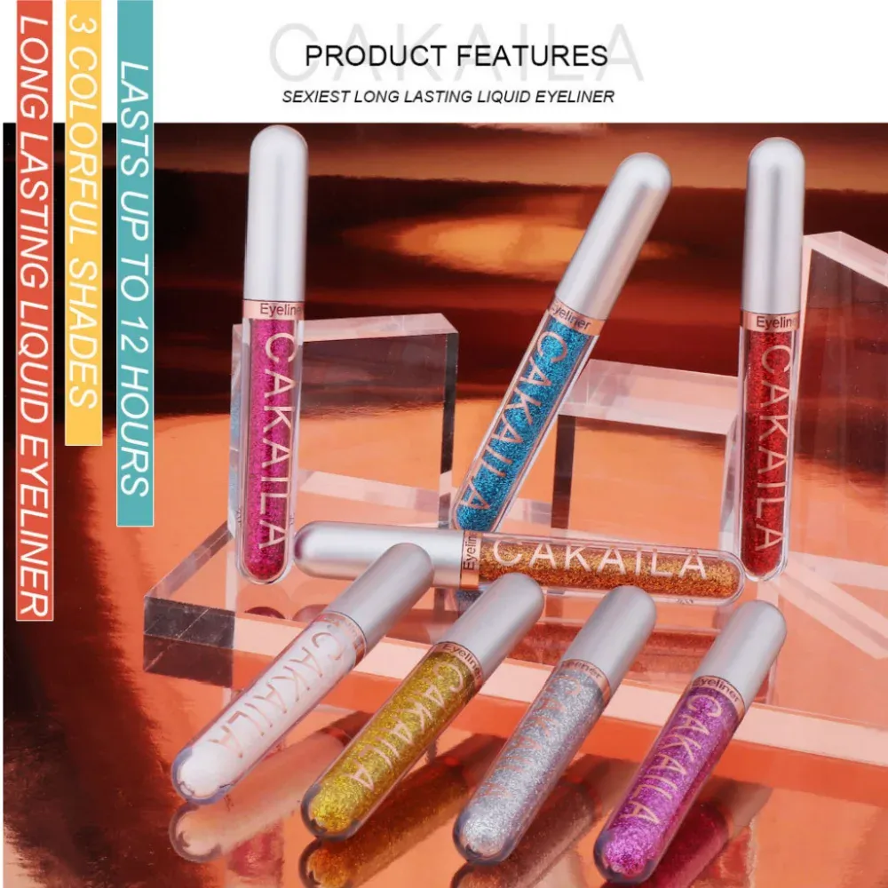 Conjunto de canetas delineadoras à prova d'água, 8 cores, glitter de longa duração e maquiagem colorida para os olhos, cosméticos de beleza fosco, kit de lápis de delineador