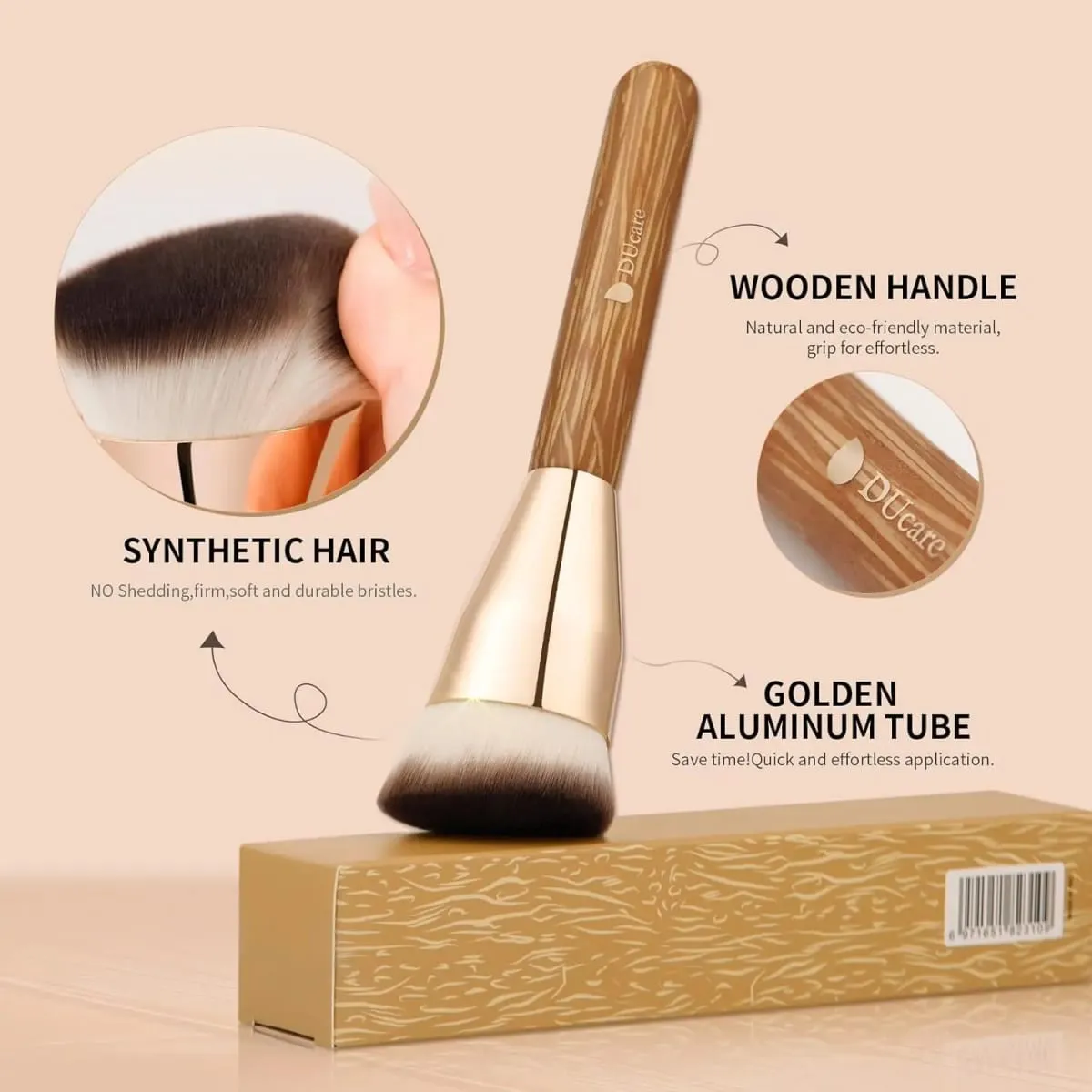 Ducare pincel de base angular profissional, creme líquido, pó, contorno, mistura e polimento, ferramenta cosmética de maquiagem facial