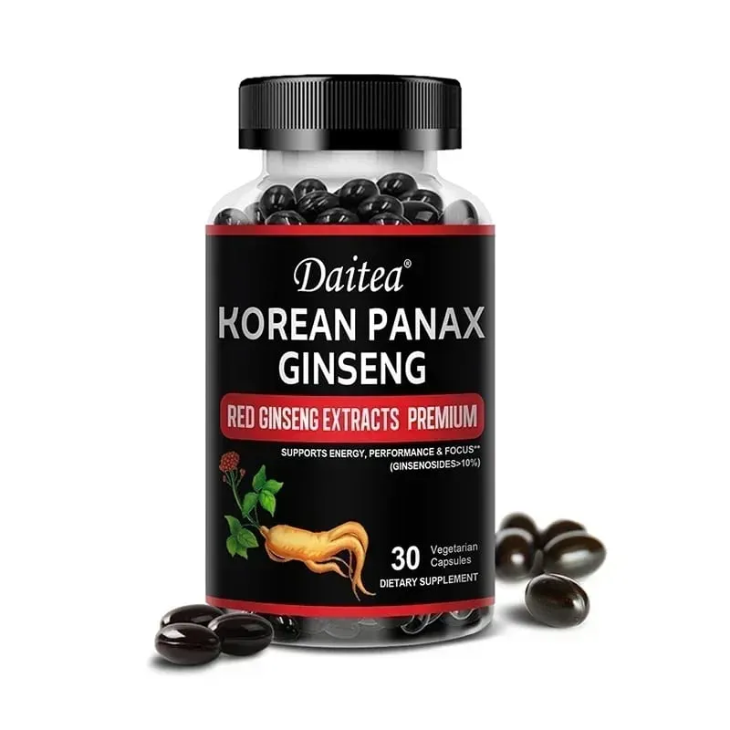 Cápsulas de ginseng vermelho coreano-1000 mg aumentam a resistência energética, o desempenho atlético e a força muscular apoiam a saúde imunológica
