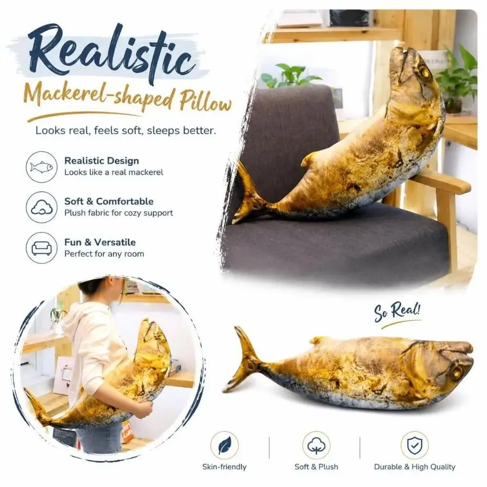 Gifts Realistic Mackerel Plush Pillow Plush Soft Stuffed Fish Plush Toy Mackerel-shaped Cat Toy Home Decor
