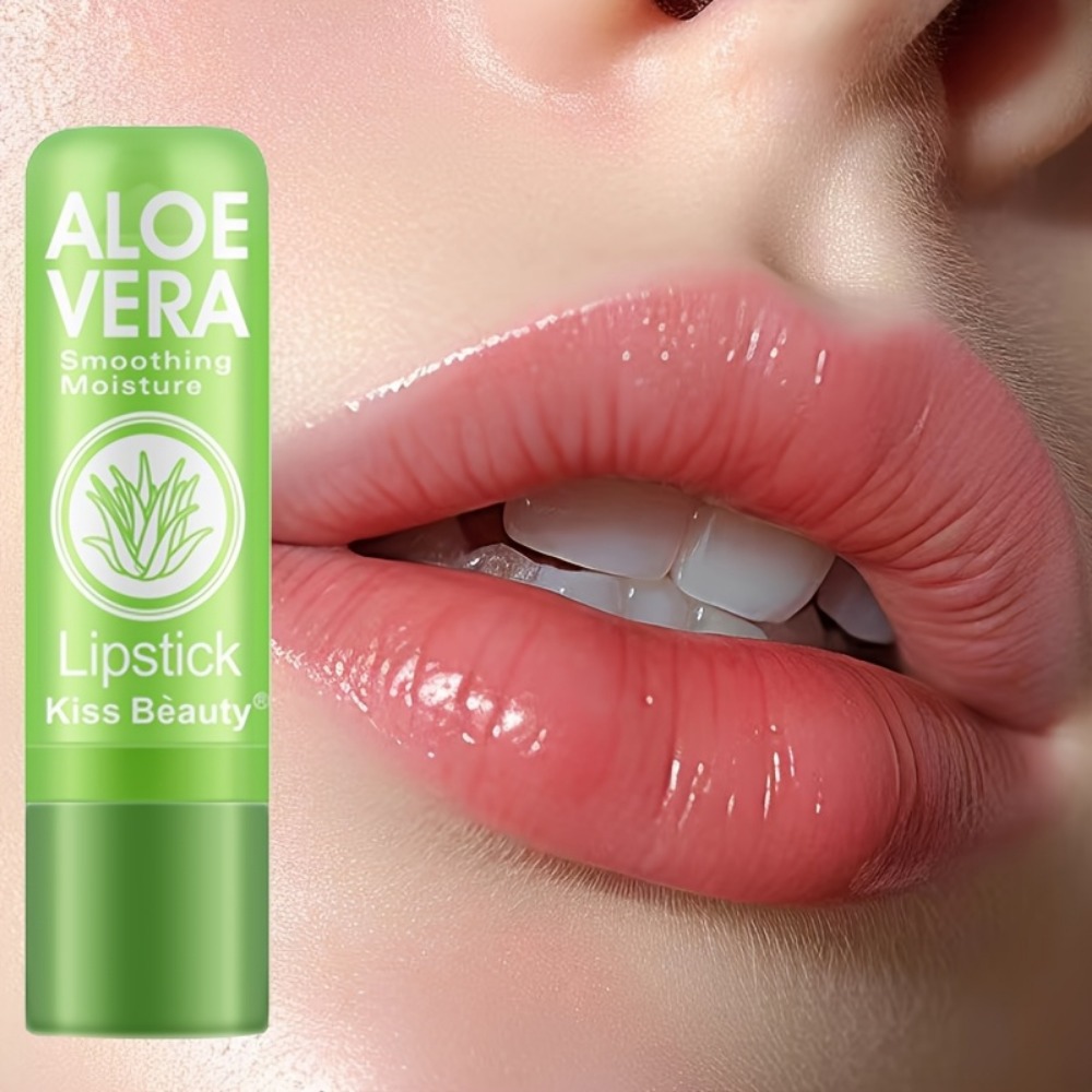 Batom que muda de cor de aloe vera, hidratante de longa duração, bálsamo labial ativado pela temperatura, resistente ao desbotamento, conjunto de cuidados labiais nutritivos