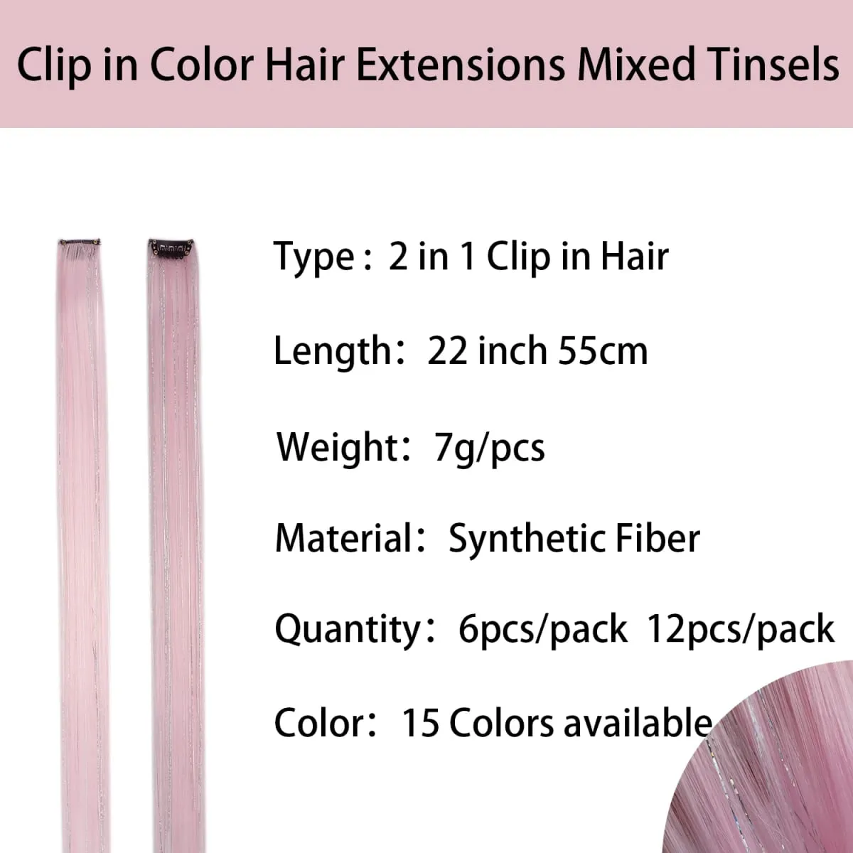 Clipe em extensões de cabelo coloridas mistas prateadas enfeites de cabelo sintético arco-íris destaques de festa de feriado para mulheres e meninas