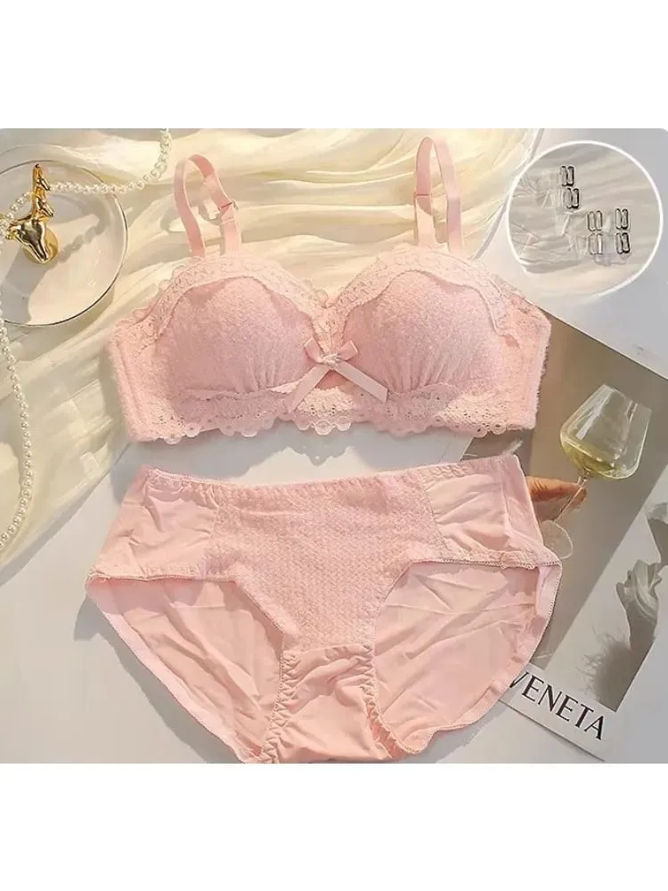 Mulheres sem alças sutiã sem fio anti-deslizamento meia xícara pequeno busto compressão potenciador anti-sag macio lingerie sexy conjunto
