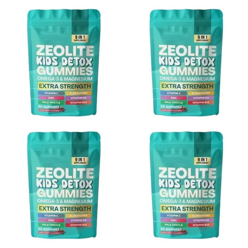 Gomas de zeólita 60 contagens contêm multivitamínico ômega-3, magnésio e sabugueiro, auxiliam na desintoxicação e na saúde do sistema imunológico