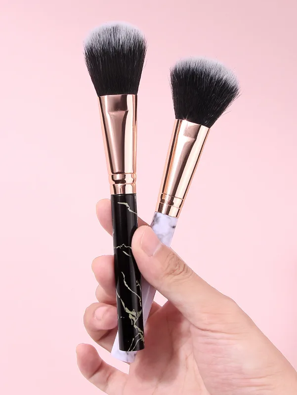 2 pçs punho de mármore blush escovas macio macio rosto pincel de maquiagem para bochecha blush em pó cosméticos mistura beleza compõem ferramentas