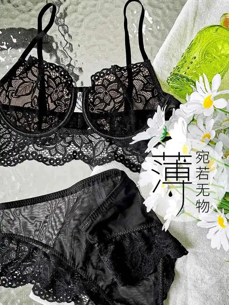 Conjunto de sutiã de renda francesa com arame macio push up para busto pequeno leve conforto anti flacidez lingerie au tamanhos moyisu-sexy ab
