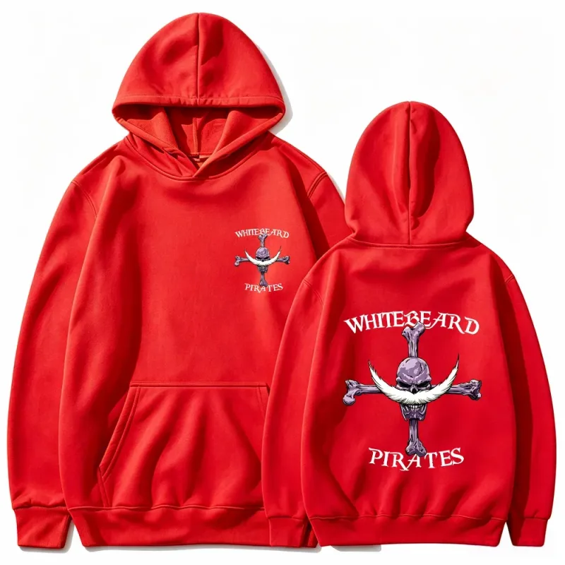 Moletom com capuz de piratas de barba branca de uma peça, moletom com estampa, barba branca Jolly Roger Anime gráfico streetwear top com capuz