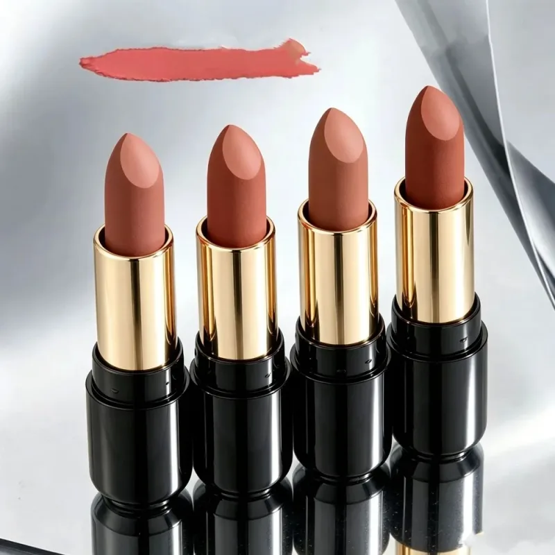 Leite chá canela nude batom fosco hidratante duradouro alto pigmento bálsamo labial suave veludo cor dos lábios maquiagem natural diária