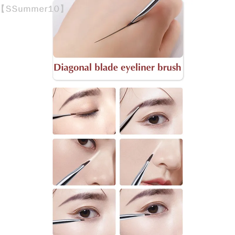 【SSummer10】Brow Contour Makeup Brushes Eyebrow Eyeliner Brush Professional Super Thin Angled Liner Eye Brush Make Up Tools【SS】