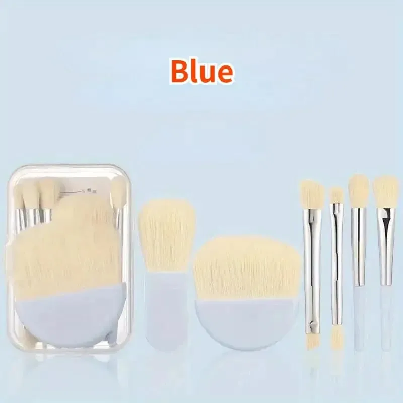 6 pçs mini pincéis de maquiagem conjunto com caixa portátil cosméticos pó fundação blush mistura corretivo compõem pincéis ferramenta de maquiagem