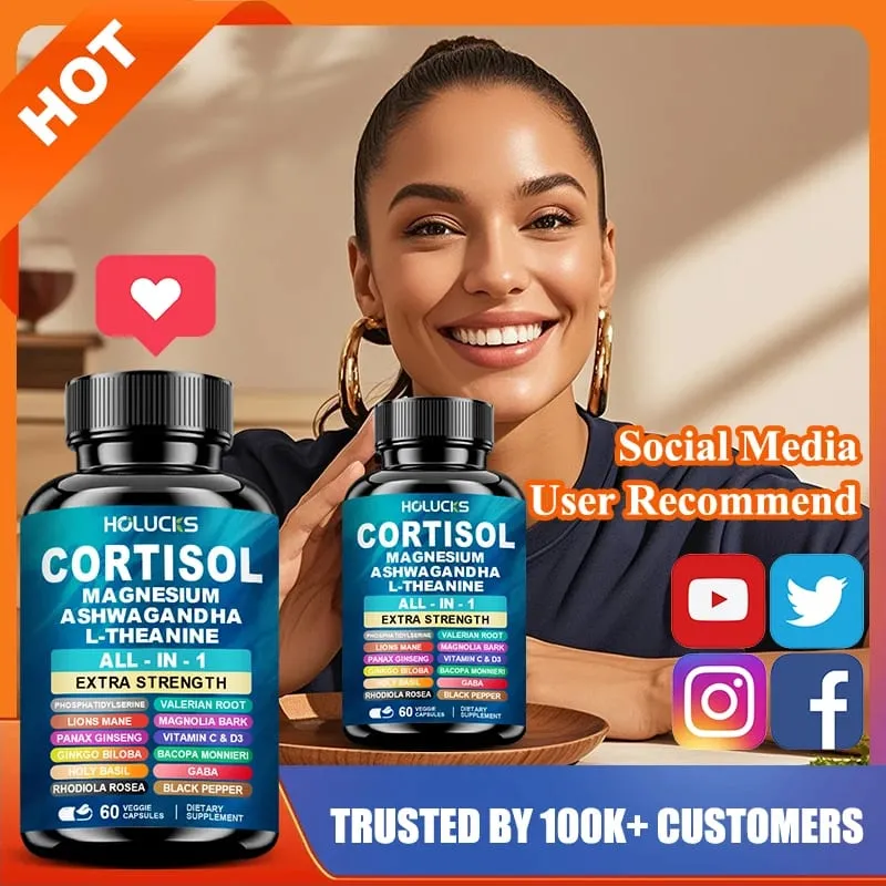 Suplemento avançado de cortisol com vitamina D3 para controle do estresse, alívio da ansiedade do humor e qualidade do sono, bem-estar geral