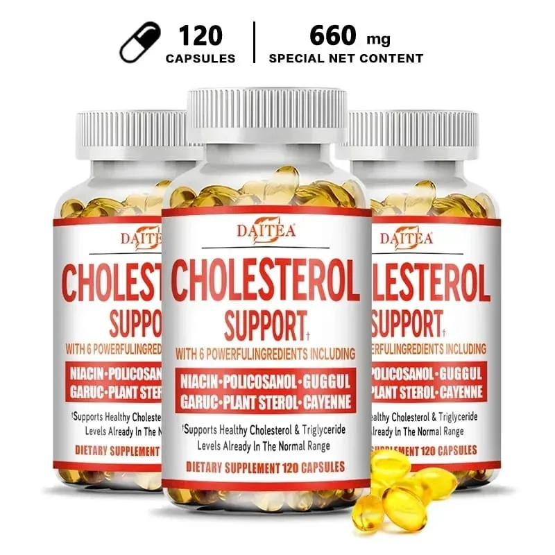 Suplemento de suporte ao colesterol Daitea - Reduz LDL e triglicerídeos Sistema imunológico Alivia a ansiedade Naturalmente Saúde adrenal