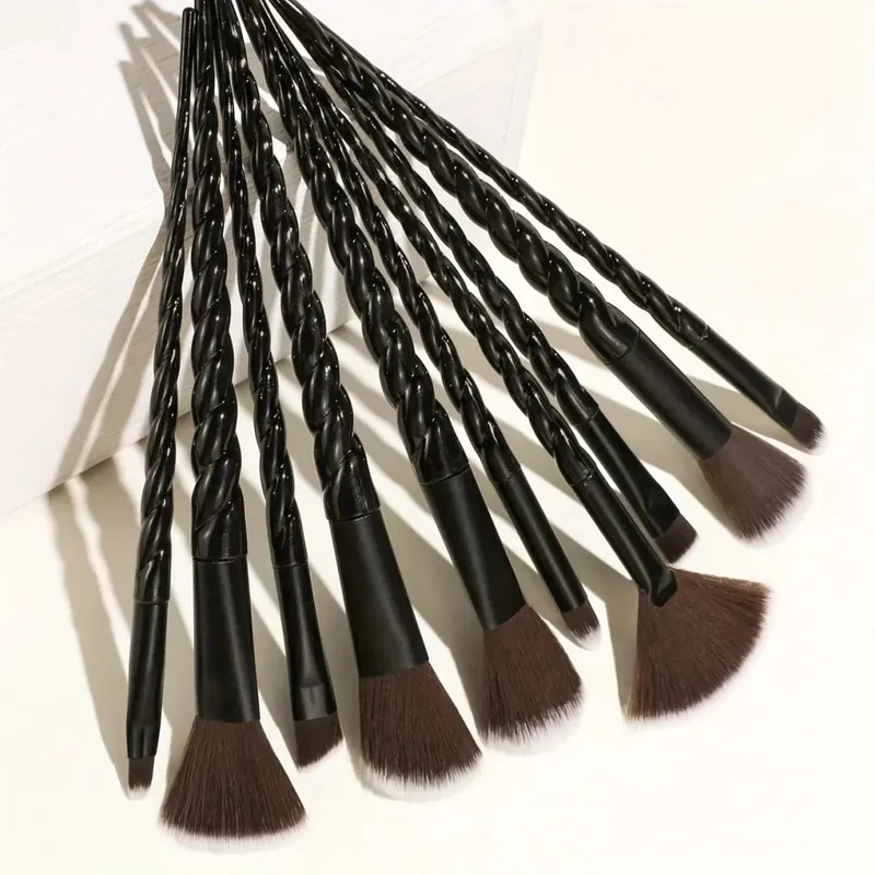 Conjunto de pincéis de maquiagem coloridos de 10 peças, cabo de cristal, pincéis corretivos, beleza, saúde, ferramentas cosméticas, ferramentas de maquiagem
