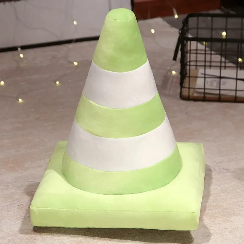 Simulação cone de tráfego travesseiro de pelúcia criativo roadblock brinquedo de pelúcia construção cone sinal almofada boneca crianças meninos estrada jogo presente