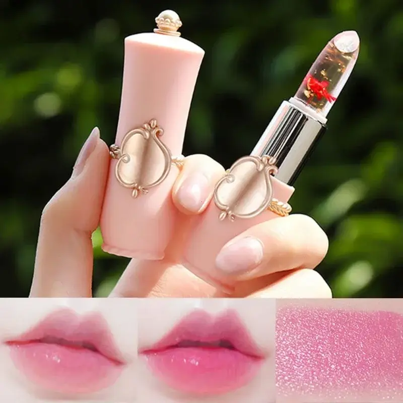 Flor geléia batom conjunto mudança de temperatura hidratante flor lábio vara longa duração bálsamo labial mudança de cor mágica brilho labial conjunto