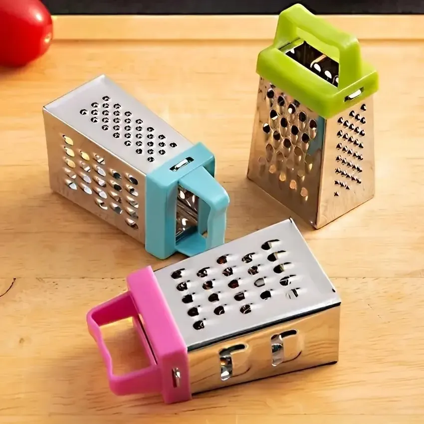 Conjunto de mini ralador de queijo de aço inoxidável - ferramenta multifuncional de cozinha de metal para triturar queijo alho gengibre - seguro para alimentos