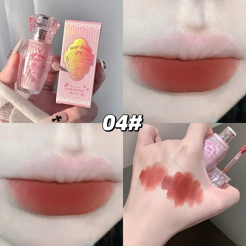 Gegebear powder lip mud matte lips low saturation white lipstick natural color no cup lasting makeup without fading