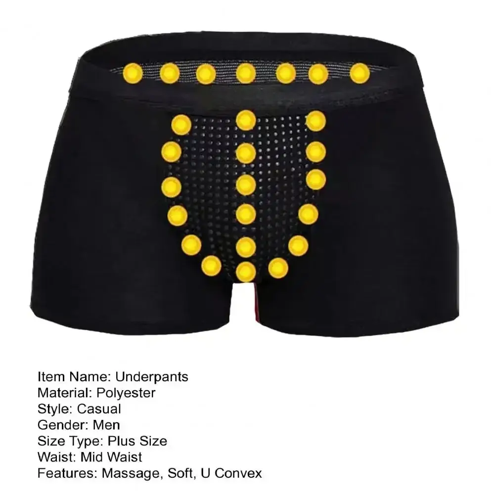 Men Boxers Sweat Absorption U Convex Magnetic Physiological Underwear Massage Solid Color Plus Size Men Underpants Inner Wear Cl