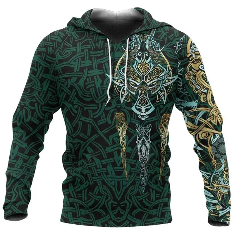 2024 homens hoodies águia tatuagem padrão vikings 3d impresso moda casual harajuku hip hop outono e inverno sudaderas de grandes dimensões