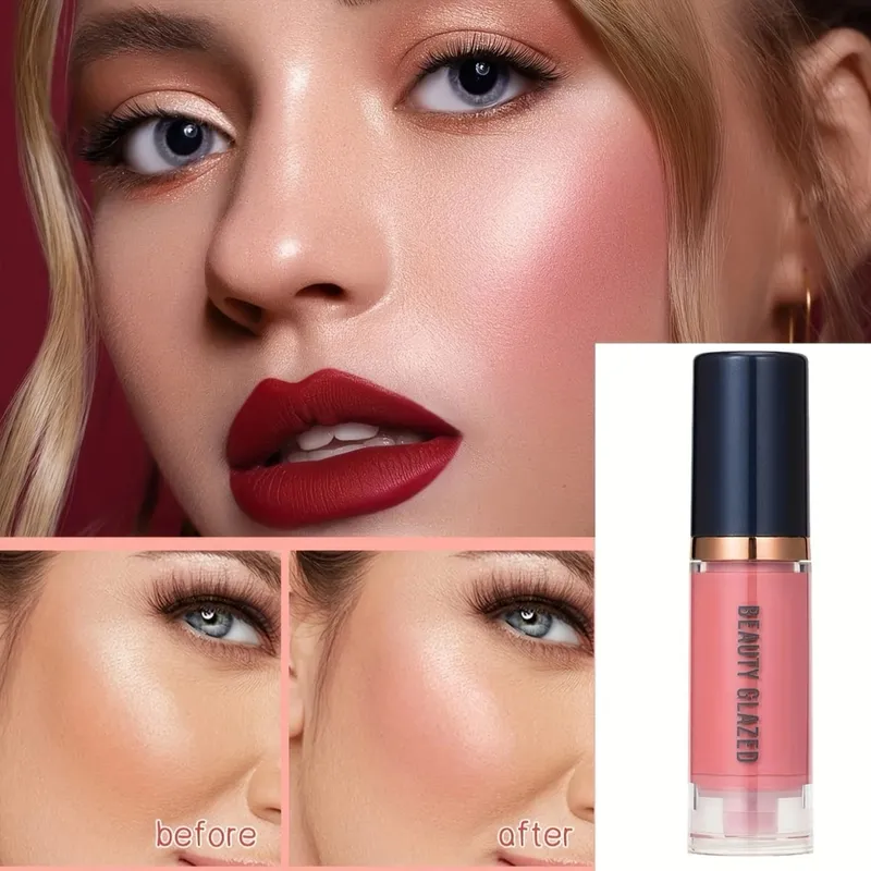 Conjunto de 4 peças de primer + corretivo + base líquida + blush líquido fosco veludo à prova d'água base blush maquiagem para viagens