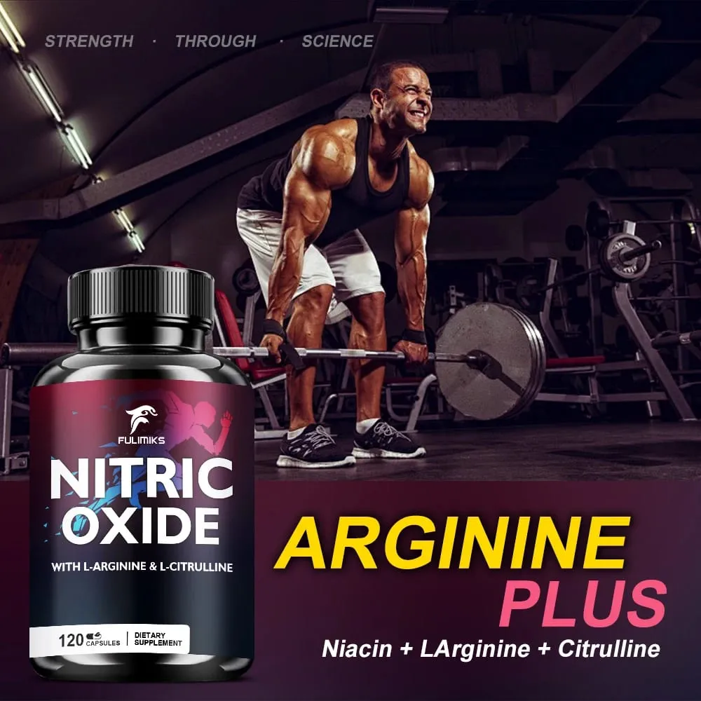 Cápsulas de comprimidos de óxido nítrico - enriquecidas com complexo de L-arginina e L-citrulina para promover o fluxo de nutrientes para os músculos e o coração