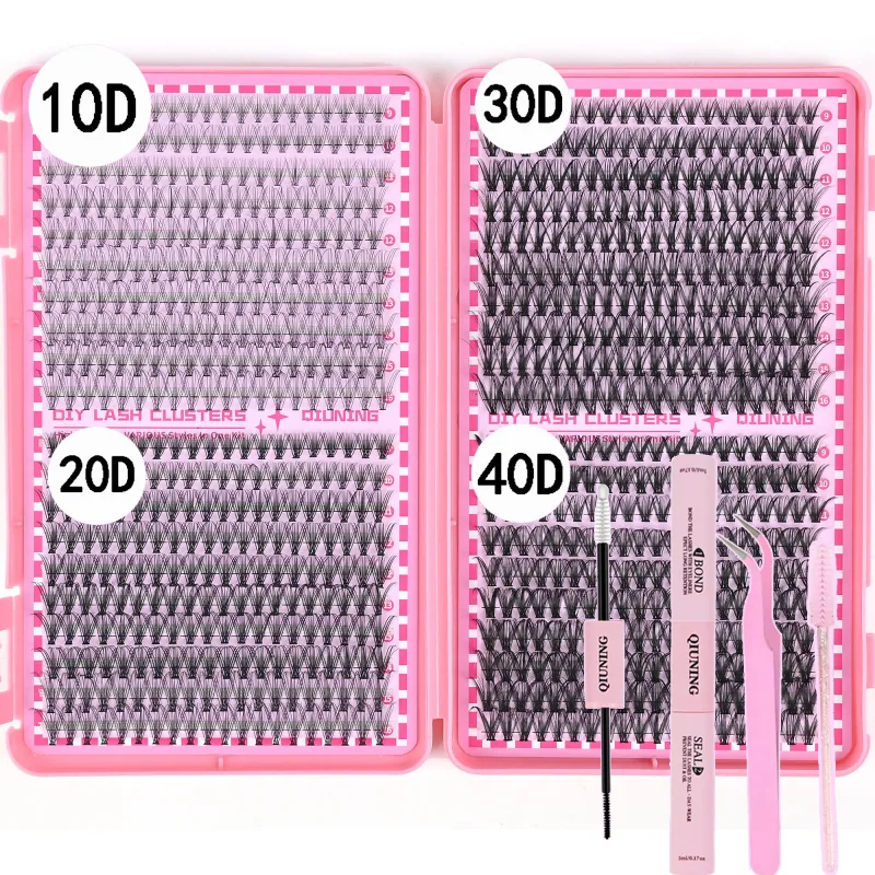 800 pçs kit de extensão de chicote diy clusters kit de extensão de cílios kit com lash bond e pinças de chicote de vedação