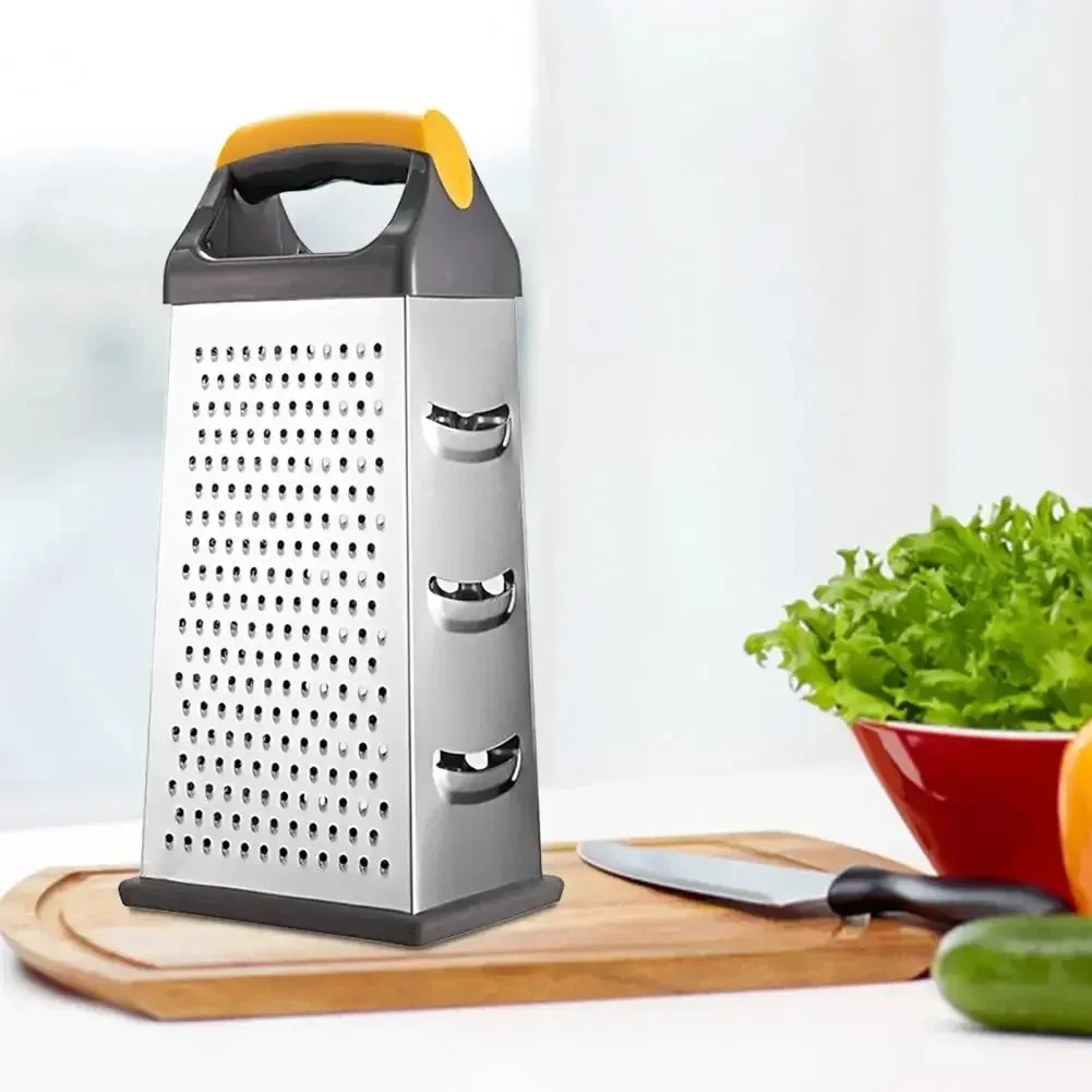 Ralador de caixa de 4 lados resistente ferramenta de descascamento de vegetais cor prata ralador multifacetado