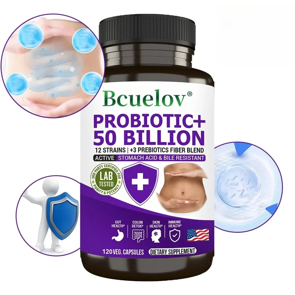 Probióticos + Prebióticos - Melhoram a digestão e a imunidade Alivia a constipação Suplemento de saúde intestinal para desintoxicação do cólon