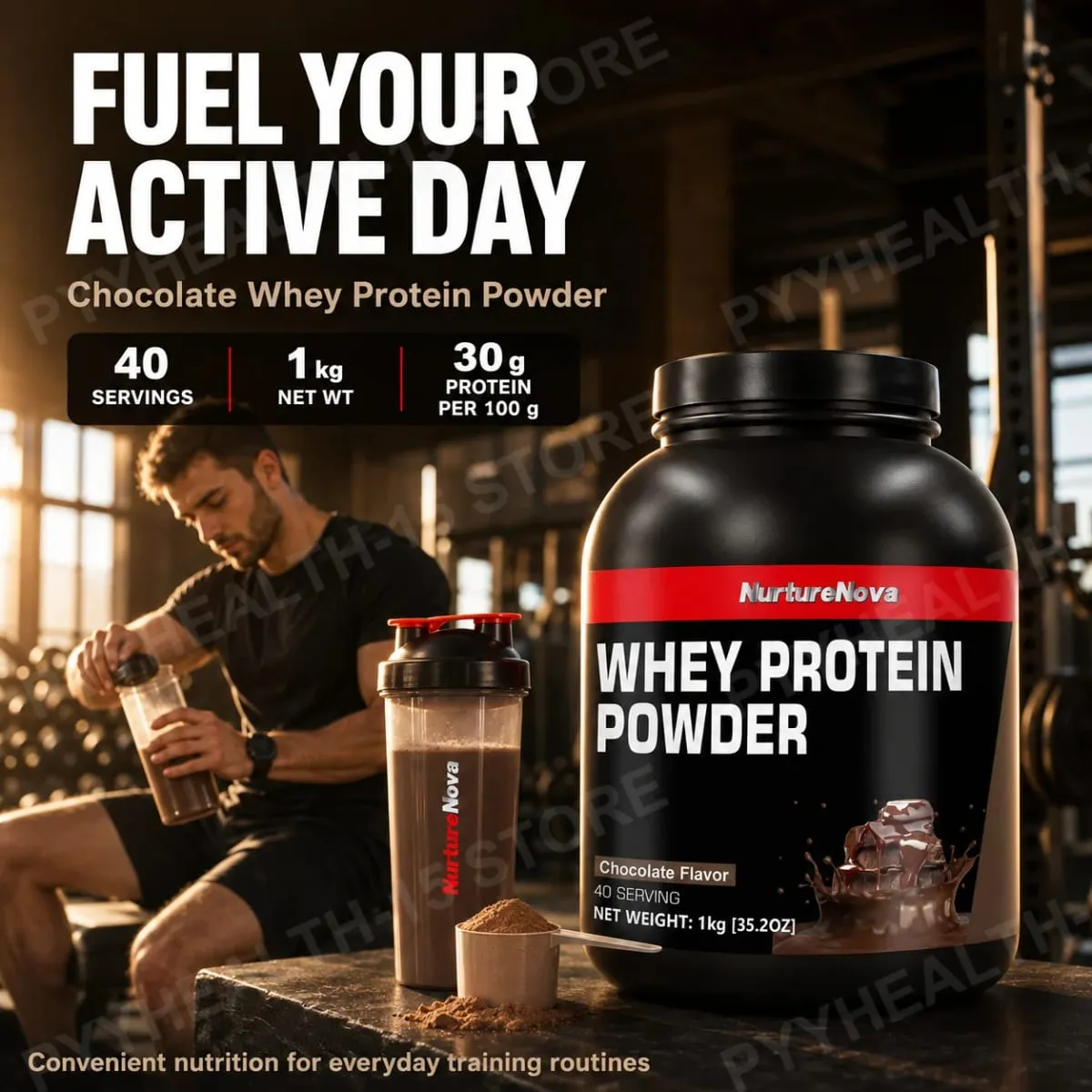 NurtureNova Chocolate Whey Protein Powder com Vitaminas Minerais Taurina para Suporte de Recuperação de Manutenção Muscular 1kg 40 Porções
