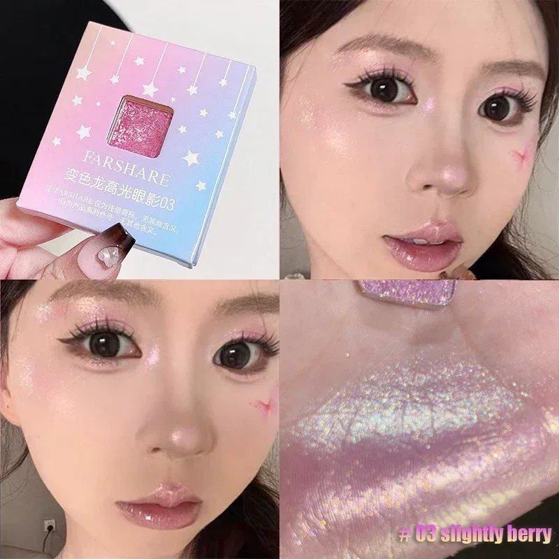 Cartões de sombra para olhos multicromáticos, metálicos, à prova d'água, camaleão, azul, ultra-brilhante, holográfico, glitter, maquiagem para os olhos, iluminador