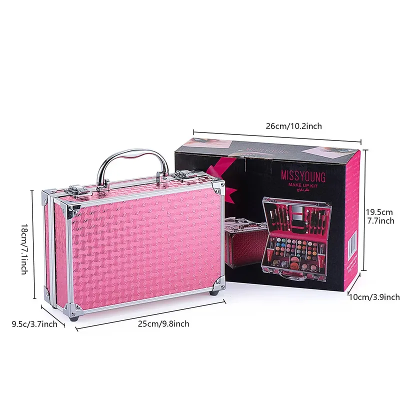 56 pçs kit de maquiagem profissional conjunto de maquiagem com caso de maquiagem feriado beleza presente conjunto starter cosméticos kits completos para mulher