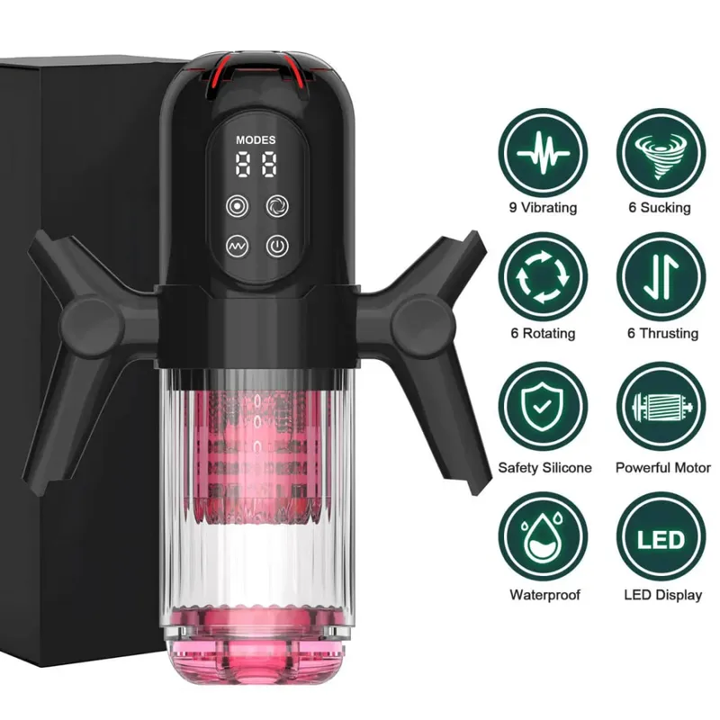 Masculino masturbador automático copo pênis bomba 7 impulso rotativo vibratório sucção lambendo modos buceta boquete brinquedos sexuais para homem