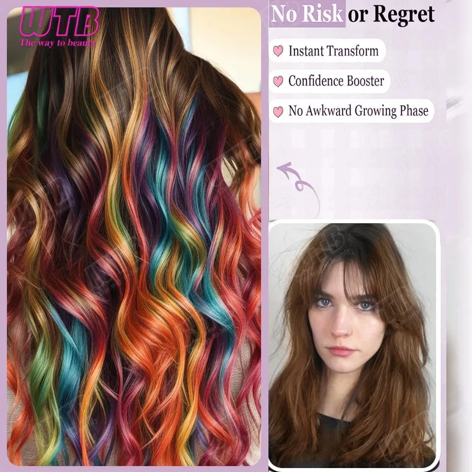 Extensões de cabelo sintéticas coloridas WTB BB Clip estilo extensões de cabelo de cor gradiente adequadas para uso diário feminino e feriados